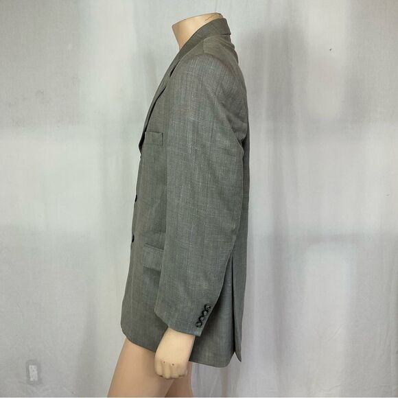Yves Saint Laurent Vintage Gray Beige Wool 3 Button Front Blazer Coat Suit 54 - Picture 5 of 15